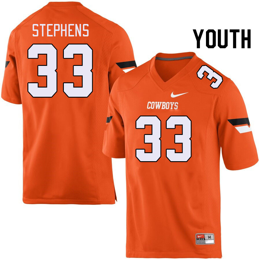 Youth #33 Donovan Stephens Oklahoma State Cowboys College Football Jerseys Stitched-Orange - Click Image to Close
